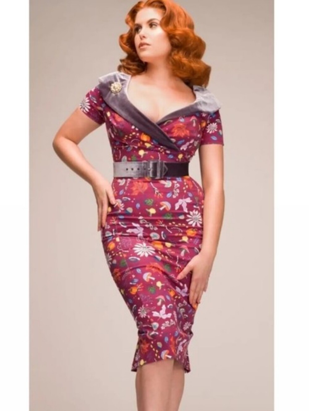 Pin Up Couture x Dapper Days 3X First Frost print wiggle dress - Picture 1 of 4